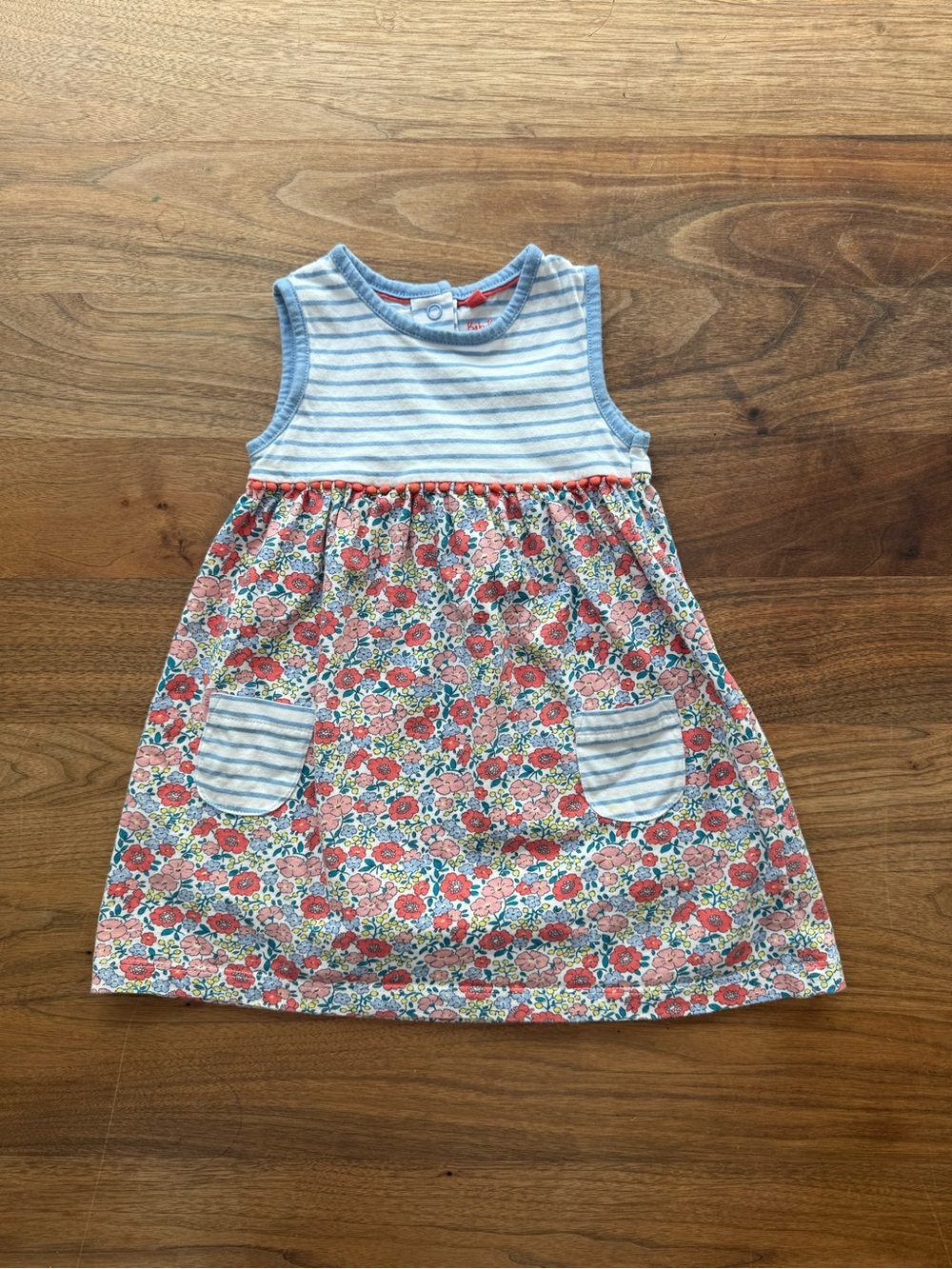 Baby Boden Hotchpotch Sleeveless Dress Stripes & Liberty Floral Print 12-18M